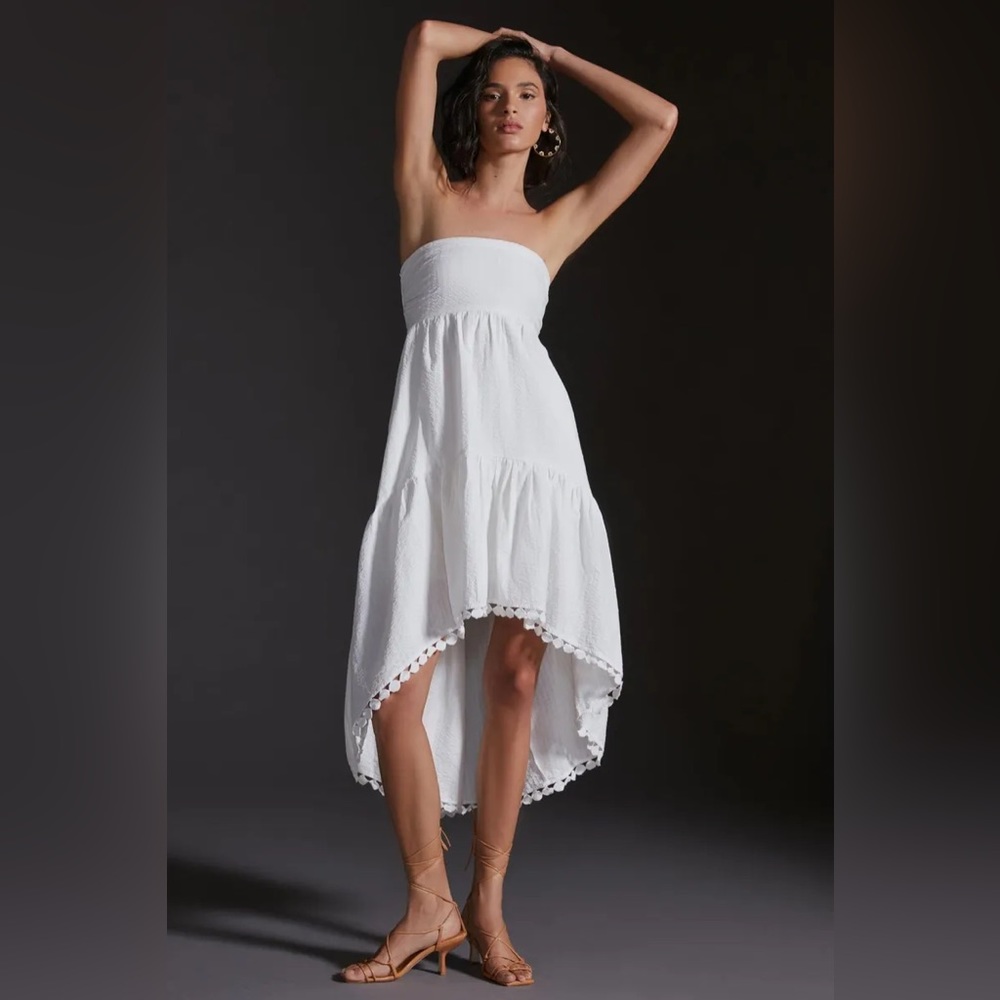 ANTHROPOLOGIE Maeve High-Low Strapless Midi Dress New With Tags